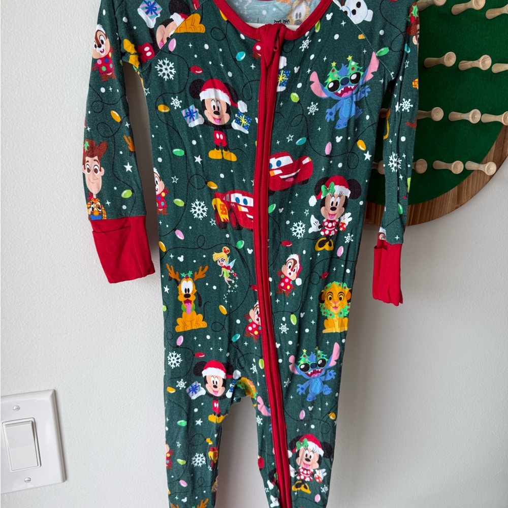 Disney Kids Footie Pajama - Green with Red Highlights